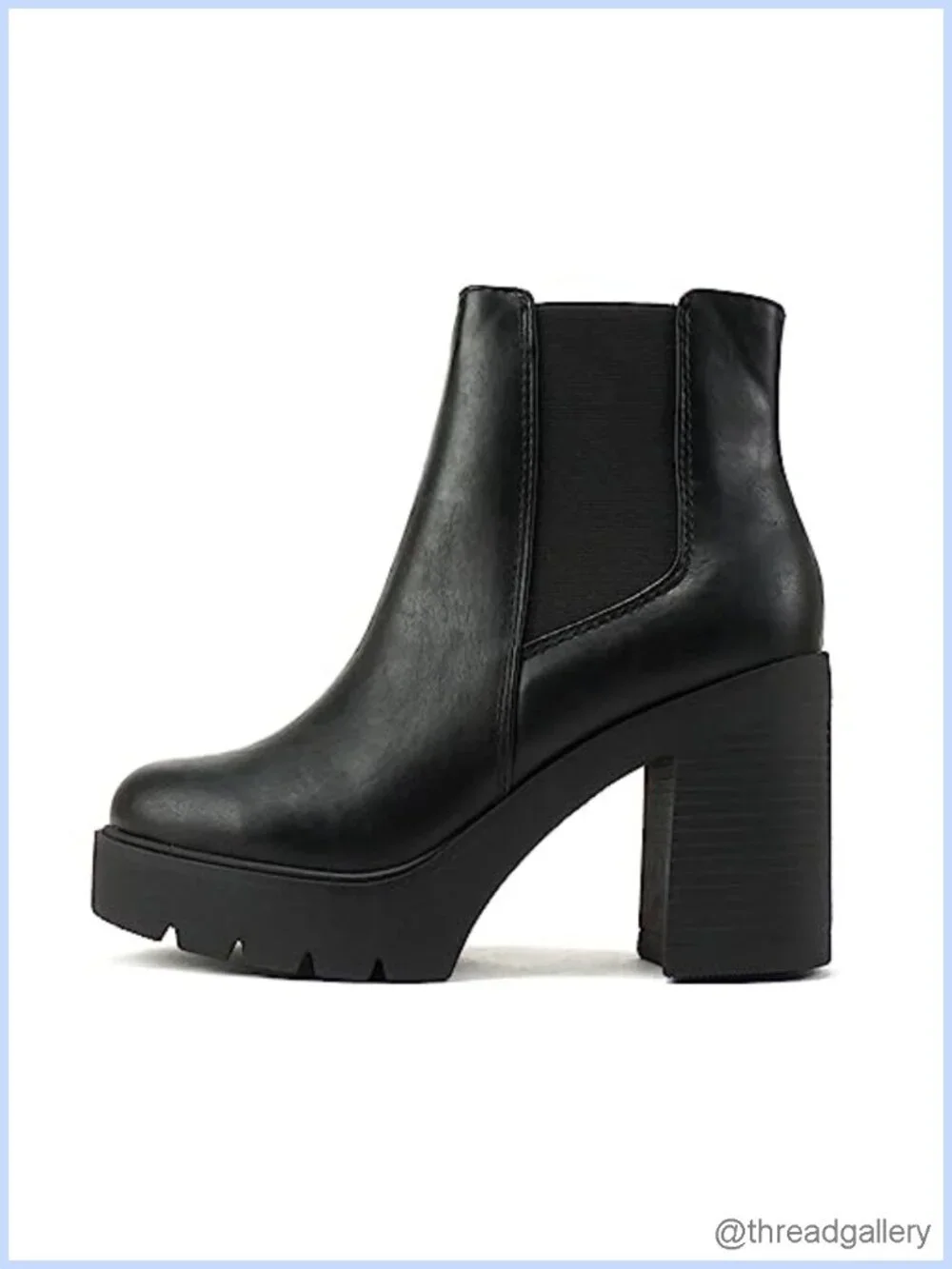 Lug Sole High Heel Chelsea Ankle Boot w/ Double Elastic Gore
